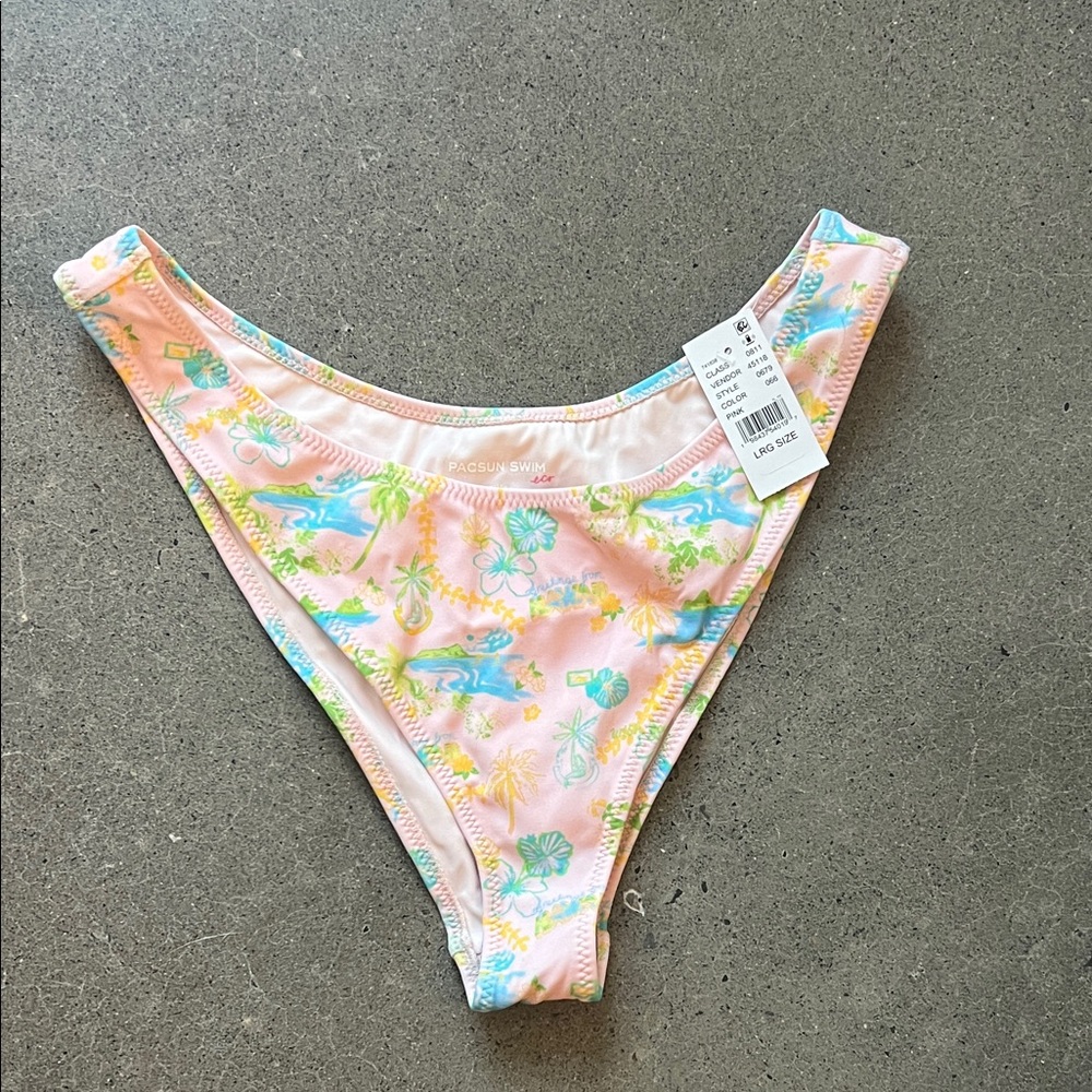 PacSun Pink Tropical Floral High-Rise Bikini Bottom